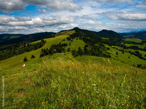 View from Mount Wysoki Wierch on the Mount Durbaszka and Wysoka. Pieniny National Park. Polish-Slovakian border photo