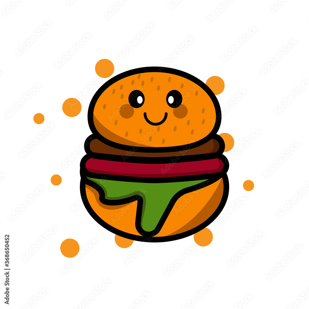 Burger cartoon character. design template vector Burger cartoon character. design template vector