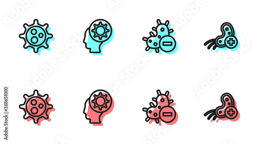 Set line Negative virus, Virus, Human and and Positive icon. Vector.