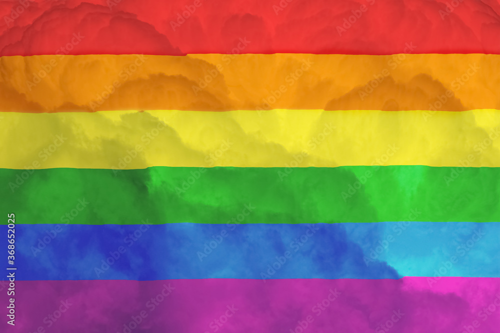 LGBTQ colorful flag on cloud