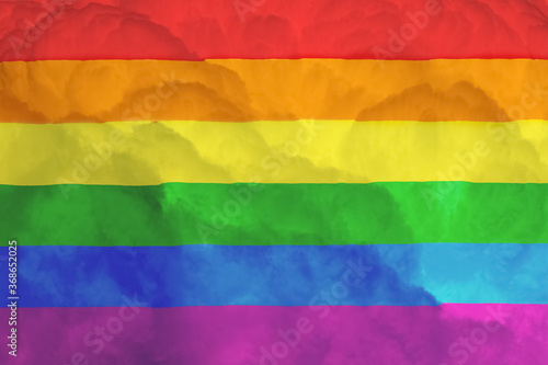 LGBTQ colorful flag on cloud
