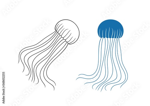 Jellyfish logo. Isolated jellyfish on white background