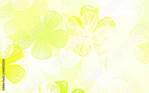 Light Green  Yellow vector doodle backdrop with flowers