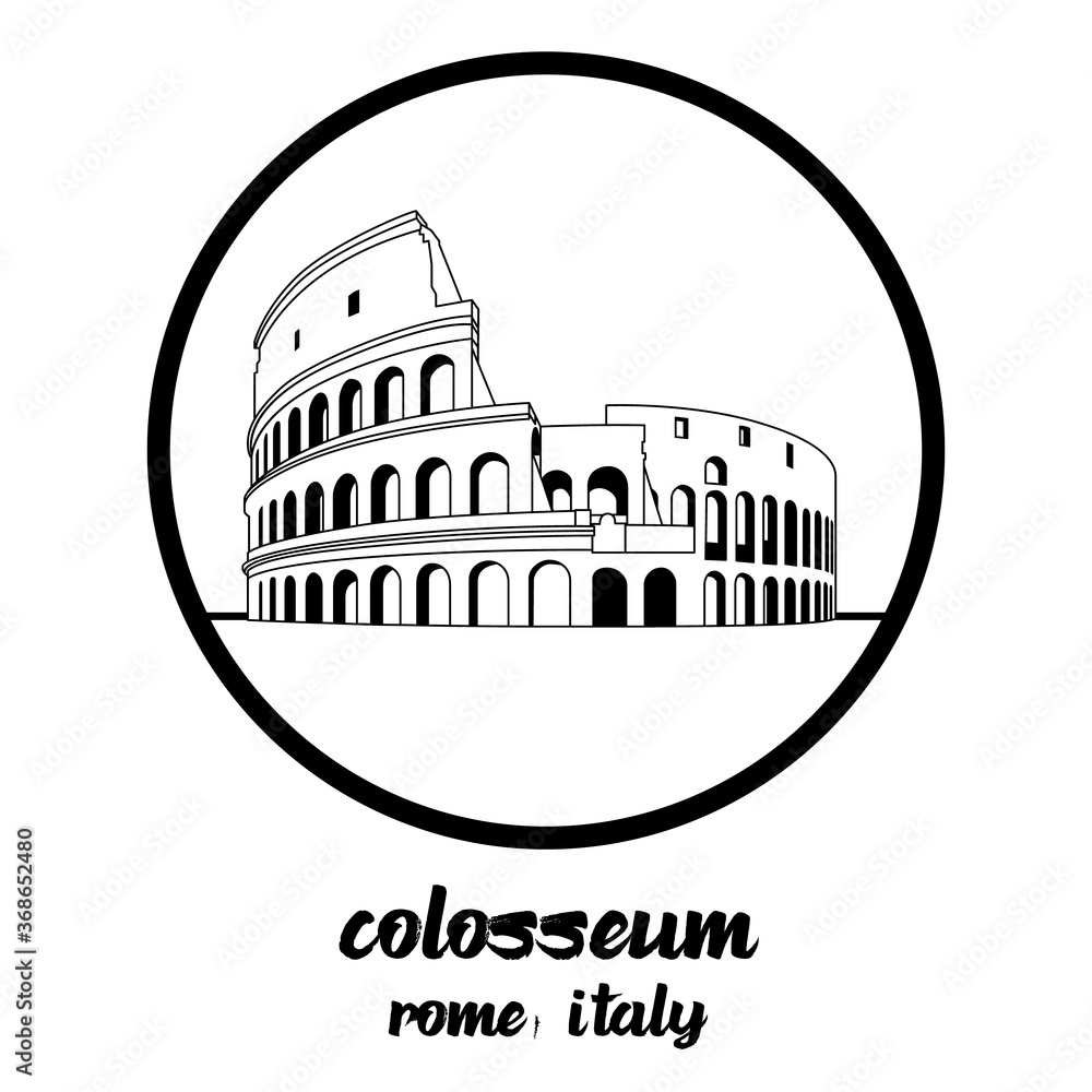 Circle icon line colosseum. vector illustration