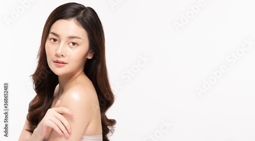 Beauty asian women portrait face with skin care healthy and skin.