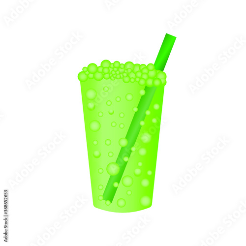 Green drink and straws on a white background, vector