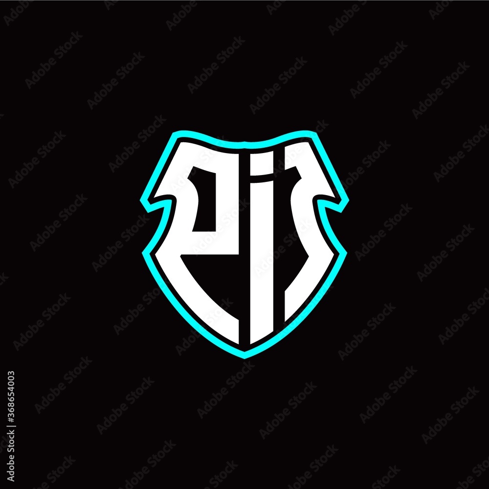 PI initial logo design with a shield shape PI initial logo design with a shield shape