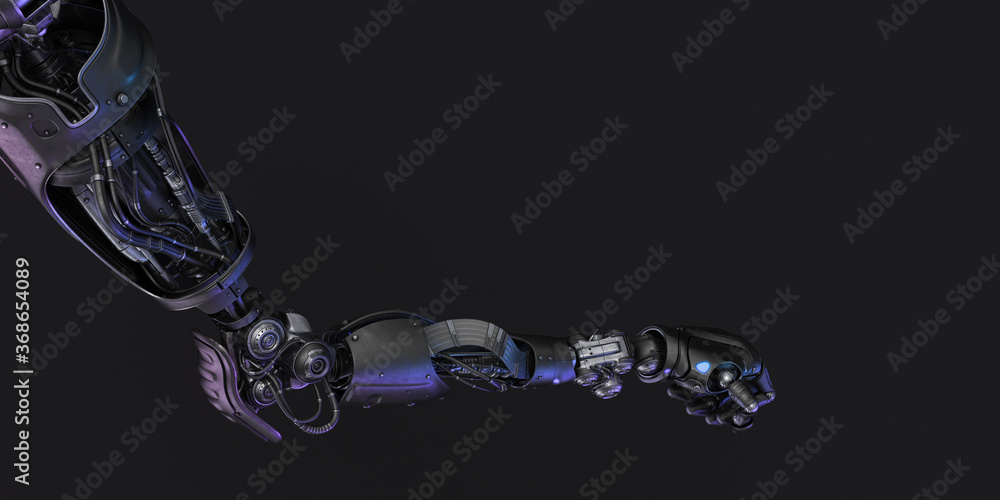 Robotic arm with clenched fist giving you success sign gesture, 3d rendering on white background Robotic arm with clenched fist giving you success sign gesture, 3d rendering on white background