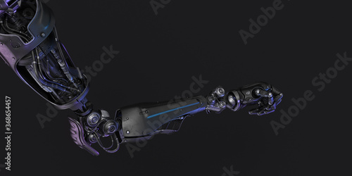 Robotic arm with clenched fist giving you success sign gesture  3d rendering on black background