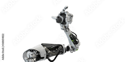 Sci-fi robotic arm pointing with index finger, 3d rendering