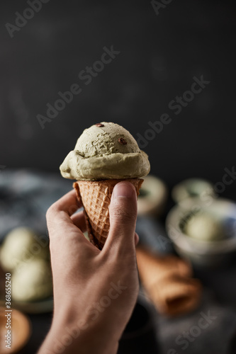 Homemade Green tea ice cream.