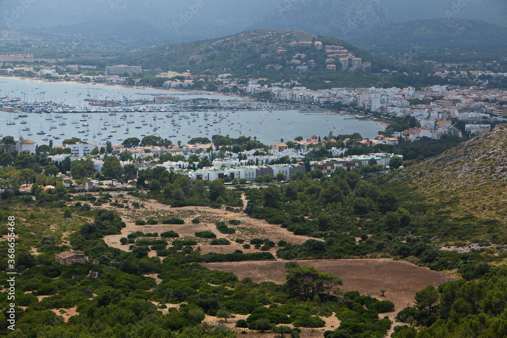 View of Port de Pollenca from Cap Formentor on Mallorca
