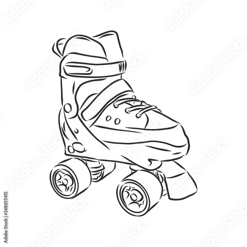 Roller skates icon. Vector illustration of children's roller skates. Hand drawn roller skates.
