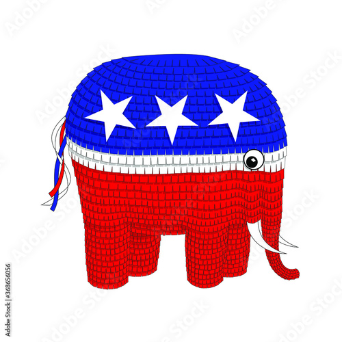 Patriotic red white and blue elephant pinata