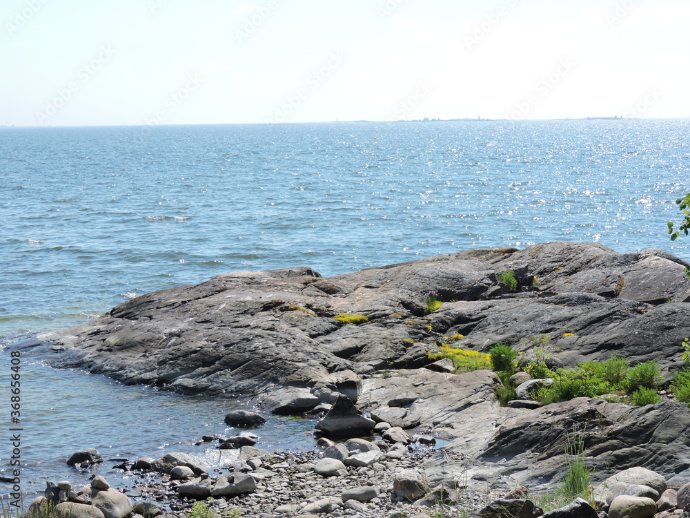 rocky coast of the sea, Helsinki, Finland