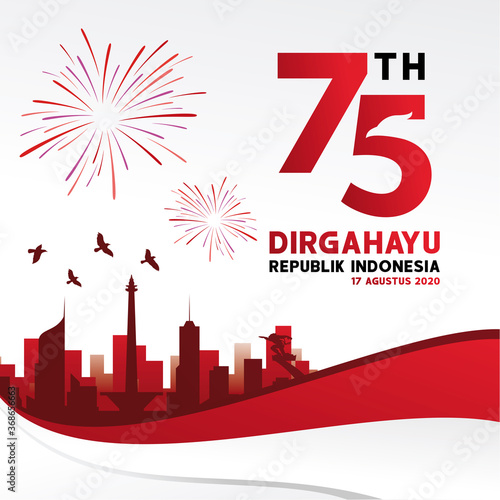 Indonesia Happy Independence Day. 75th Indonesian Independence Day Graphic Design for banner, flyer, greeting card, Illustration vector