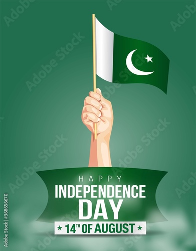 pakistan happy independence day ,14th august Vector Illustration. Flag of Pakistan hand design.