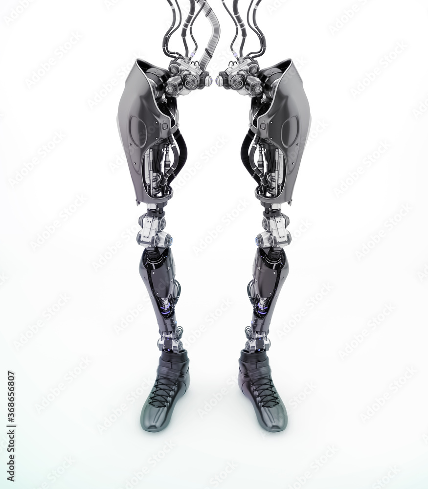 Replacement robotic leg part, 3d rendering on white background