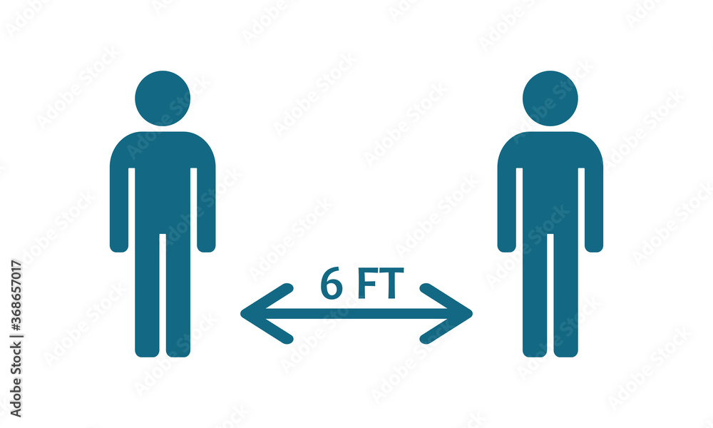 Vector Keep distance sign. Coronovirus epidemic protective equipment. Preventive measures. Steps to protect yourself. Keep the 6 feet distance. Vector Keep distance sign. Coronovirus epidemic protective equipment. Preventive measures. Steps to protect yourself. Keep the 6 feet distance.