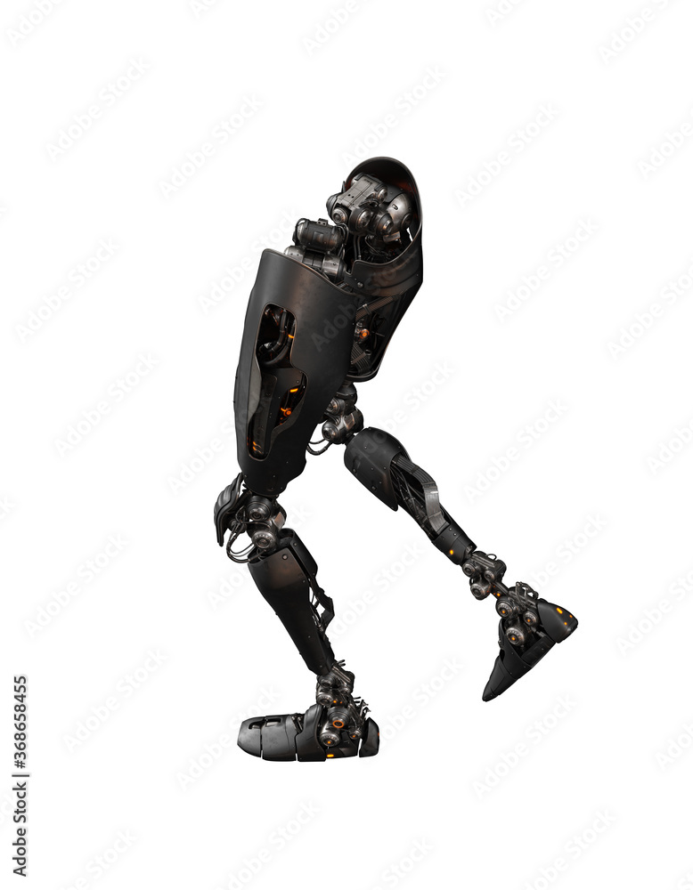 Replacement robotic leg parts in action, 3d rendering on white background Replacement robotic leg parts in action, 3d rendering on white background