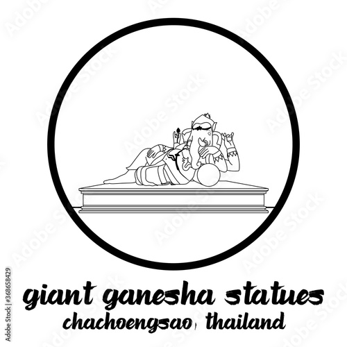 circle icon line giant ganesha stute. vector illustration