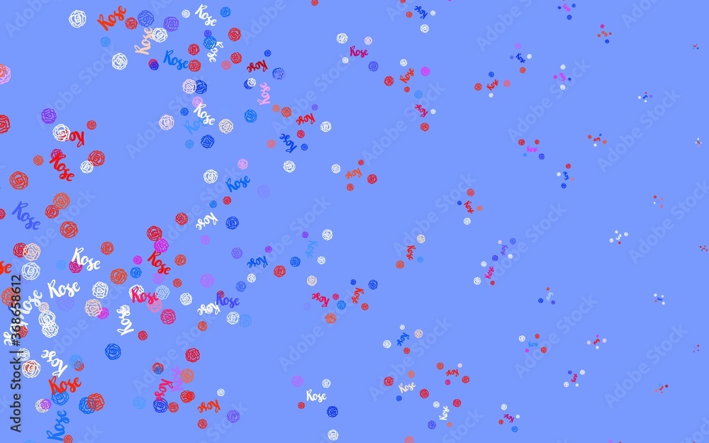 Light Blue, Red vector abstract pattern with flowers, roses. Light Blue, Red vector abstract pattern with flowers, roses.