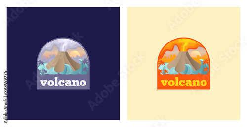 Volcano modern badge vector logo