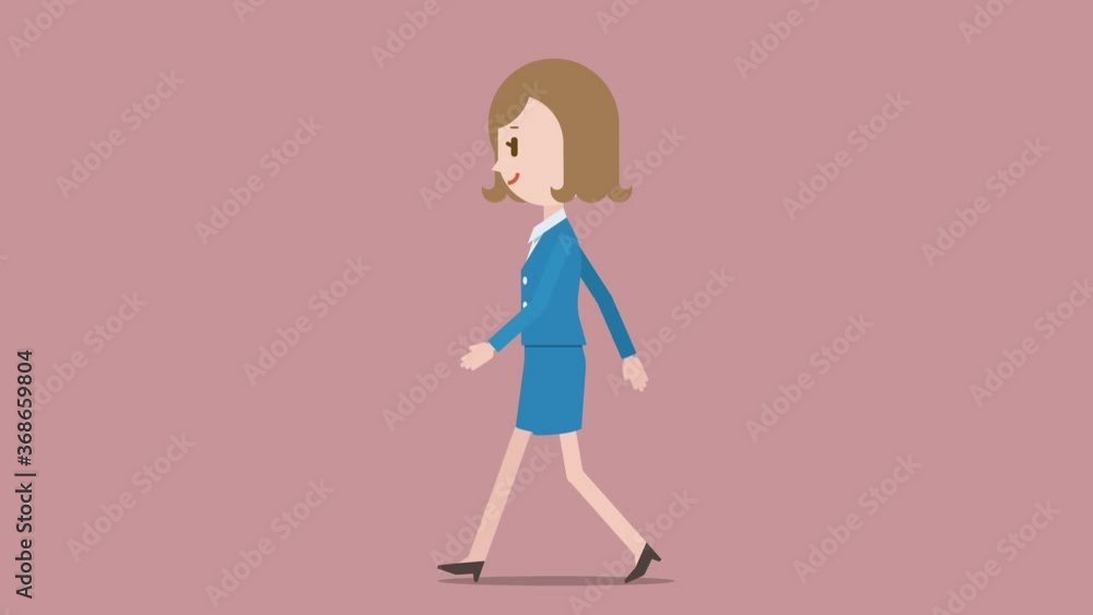 歩くビジネスウーマンのアニメーション Animation of a walking businesswoman 歩くビジネスウーマンのアニメーション Animation of a walking businesswoman