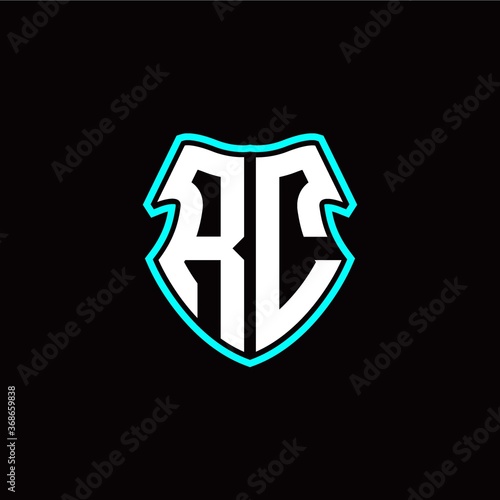 RC initial logo design with a shield shape