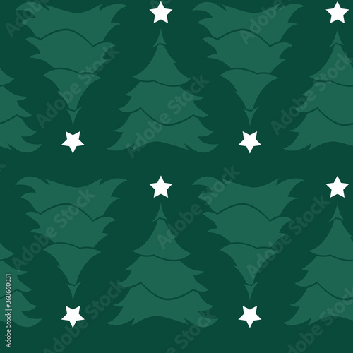 Vector green simple monochrome rows of alternate upside down christmas trees with star seamless background. Suitable for textile, gift wrap and wallpaper.