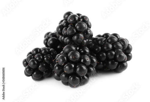 Beautiful tasty ripe blackberries on white background