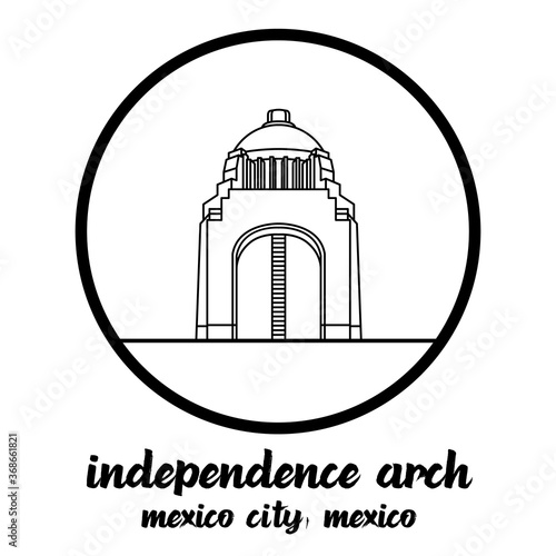 Circle Icon Line Independence Arch Mexico. Vector illustration