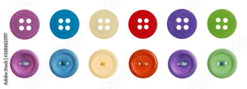 Set of sewing buttons on white background  banner design
