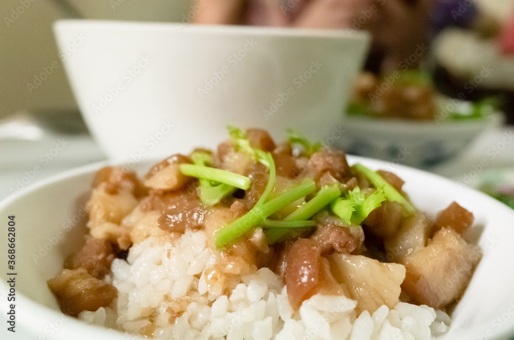 Chinese braised pork on rice