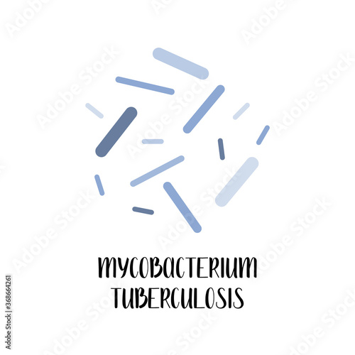 Mycobacterium tuberculosis. Pathogenic bacteria, causative agent of tuberculosis. Morphology. Microbiology. Vector flat illustration