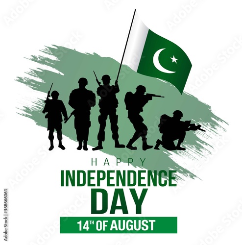 happy independence day pakistan. vector illustration of pakistan army with flag