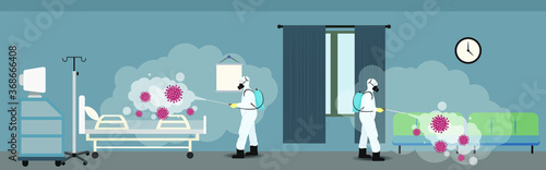 Vector illustration for buildings disinfectant during lock down, whole world sanitize for deadly covid 19 disease, 
global attack of corona virus