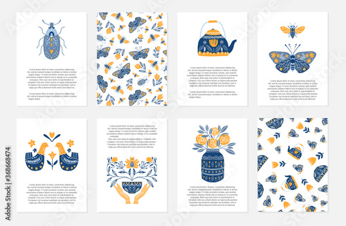 Greeting cards in Scandinavian, Nordic and Folk art style