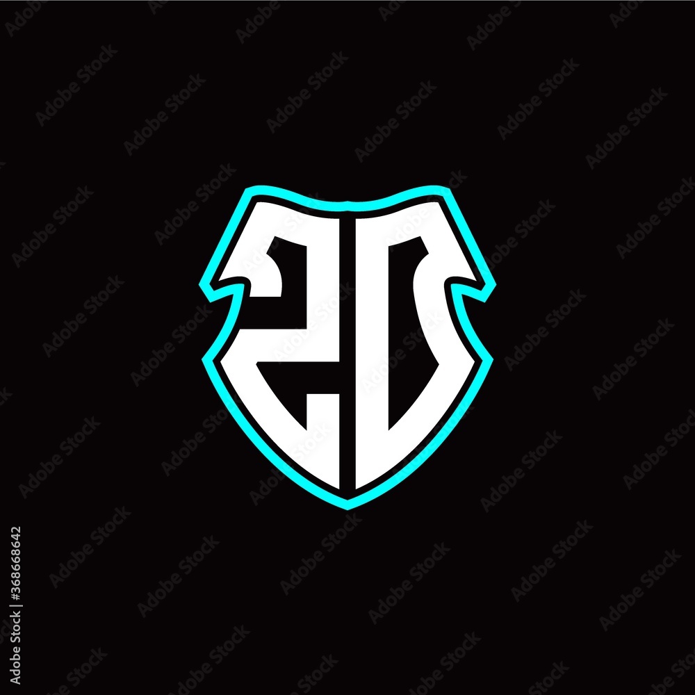 Z O initial logo design with a shield shape - obrazy, fototapety, plakaty 