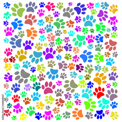 Fototapeta Naklejka Na Ścianę i Meble -  Colorful Dog Paw Pattern