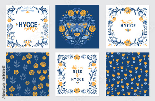 Greeting cards in Scandinavian, Nordic and Folk art style