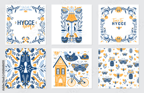 Greeting cards in Scandinavian, Nordic and Folk art style