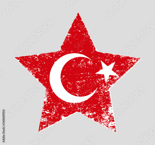 Star shaped grunge Turkish vector flag
