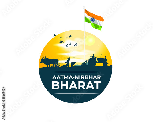 vector illustration for self dependent India with Hindi text atma nirbhar bharat means  self dependent India