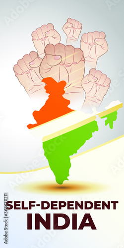 vector illustration for self dependent India with Hindi text atma nirbhar bharat means  self dependent India