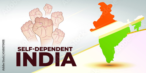 vector illustration for self dependent India with Hindi text atma nirbhar bharat means  self dependent India