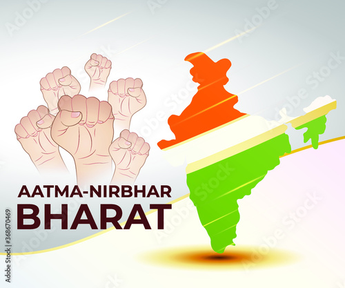 vector illustration for self dependent India with Hindi text atma nirbhar bharat means  self dependent India