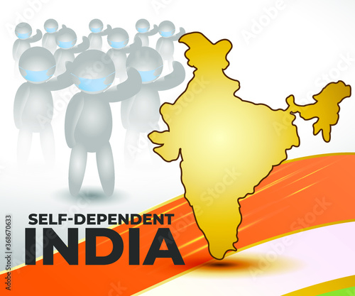 vector illustration for self dependent India with Hindi text atma nirbhar bharat means  self dependent India