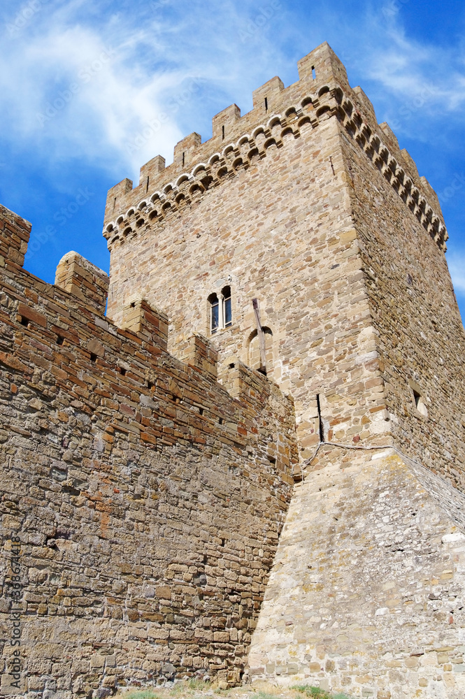 ancient historic Genoese castle or fortress