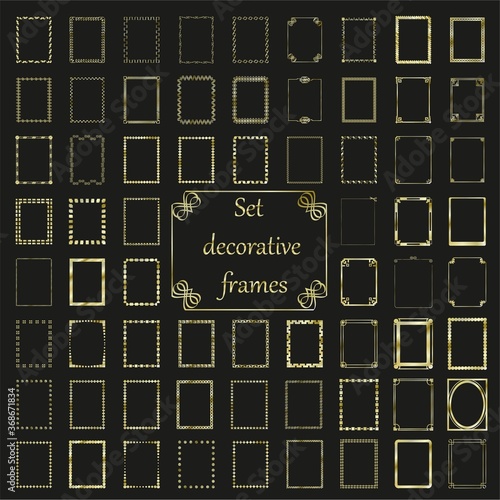 Vector gold frames and borders set. Floral style ornamental photo and art frames, creative design elements for certificates, awards , diplomas, business card.